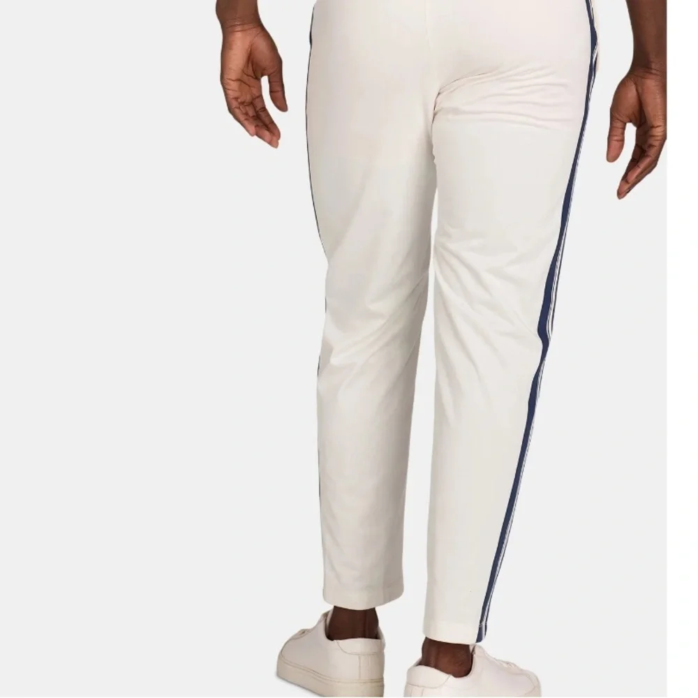 Athletic Works Men's White Track Pants With Blue Strips